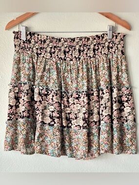 Natural Life Floral Mini Skirt Size Large Boho NWT
